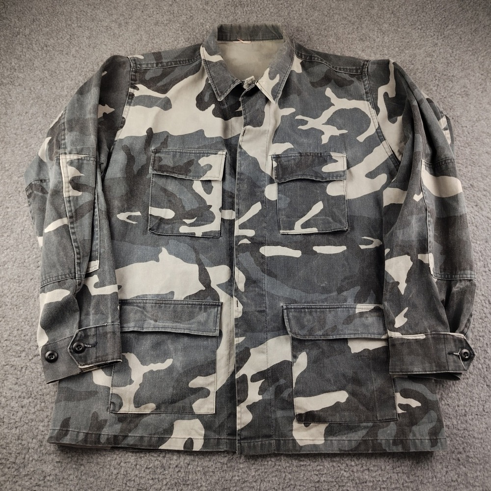 VTG 90s Propper Combat Coat Mens Size Large Camo Grey Black Cotton Blend